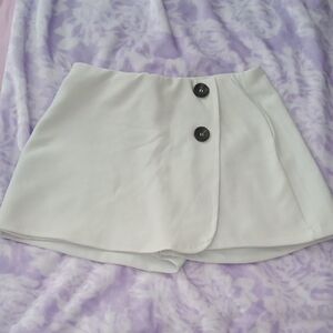 Women's Cream Shorts with Button Detail